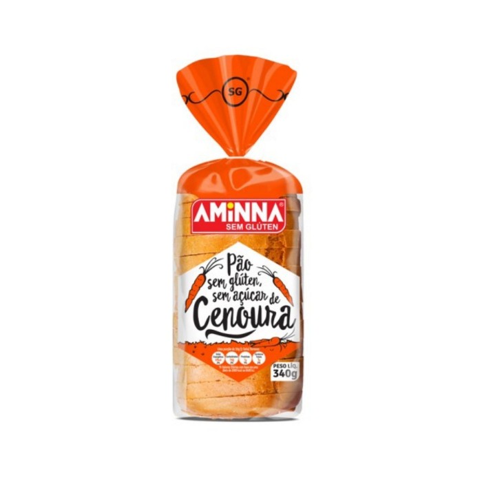 Pão Cenoura sem glúten, sem açúcar  340g Aminna