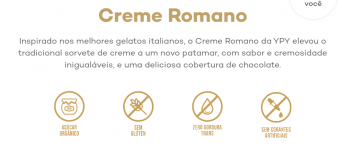 Sorvete YPY Creme Romano Palito 76gr Clássico