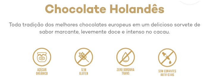 Sorvete YPY Chocolate Holandês Pote 330g/500ml Clássico