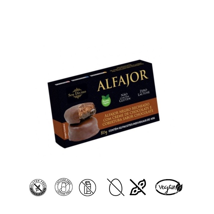 Alfajor Negro Vegano 2unds 40g Seu Divino