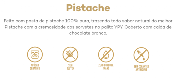 Sorvete YPY Pistache Palito 76gr Clássico