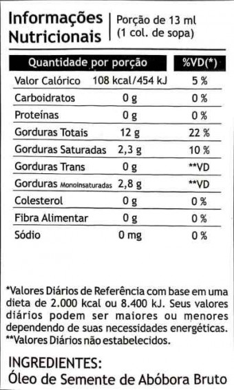 Óleo de Semente de Abóbora 250ml Pazze